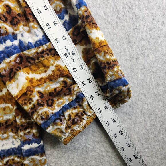 Fig Flower Top Womens 2X Brown Blue Striped Tie Dye Pintuck Rayon Boho Peasant - Picture 12 of 14